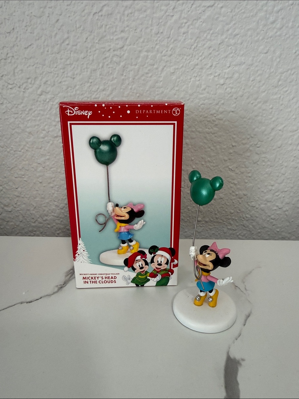 Department 56 Disney Minnie Mouse with Green Balloon - Pink Bow, Yellow Shoes